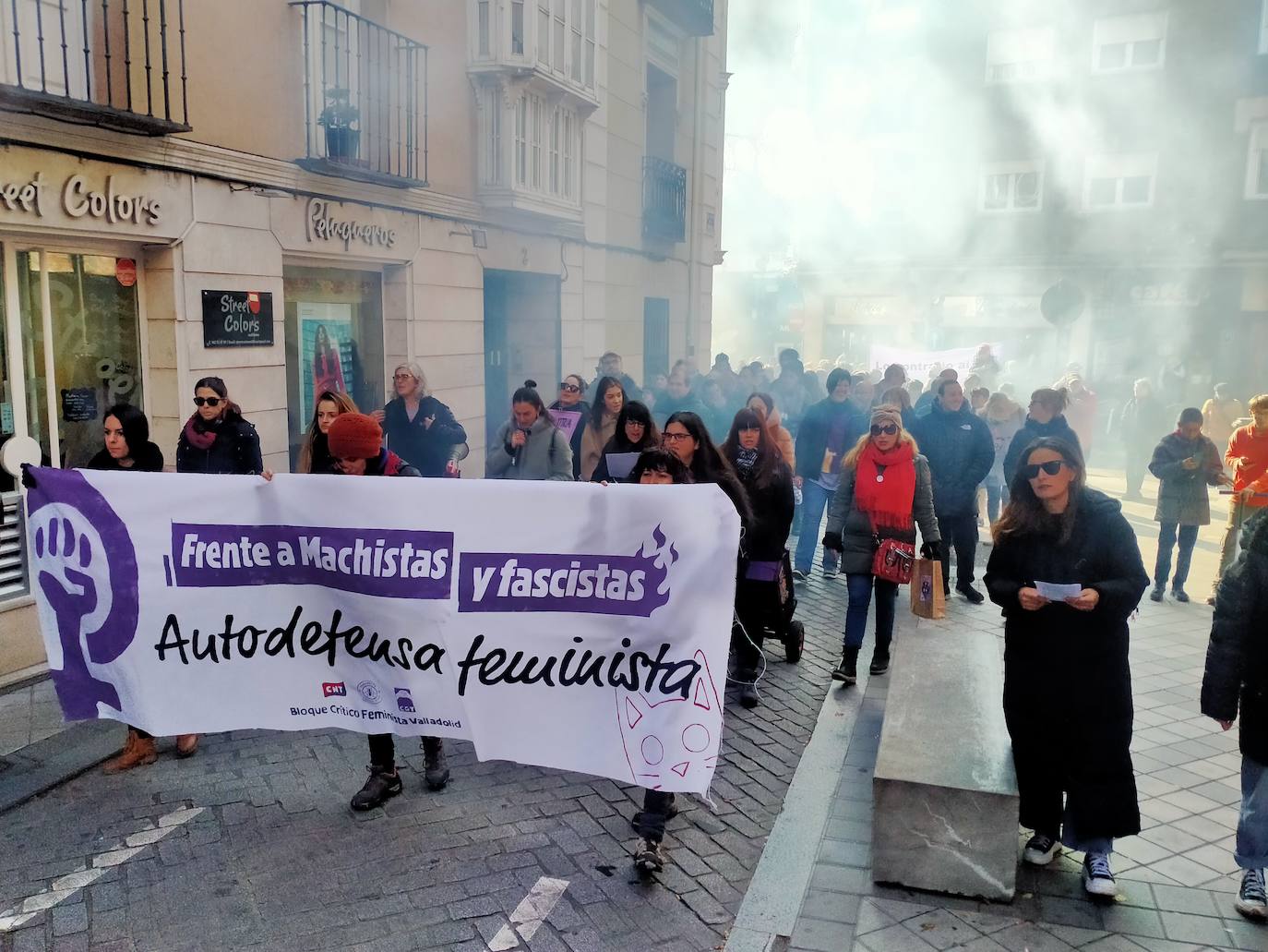 Cabeza de la manifestación celebrada este sábado por la mañana en Valladolid.