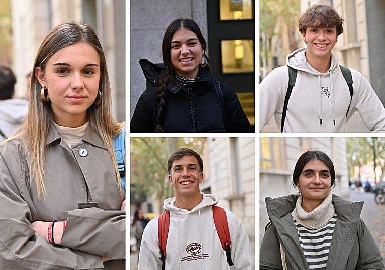 Estudiantes de medicina de Valladolid en las puertas de la facultad.