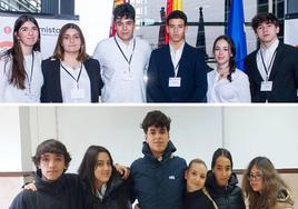 Estudiantes de los dos centros educativos premiados.