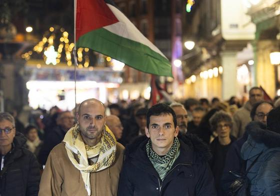Yusef El-Asi y Karim Draz, en la manifestación de apoyo a Palestina del pasado miércoles.
