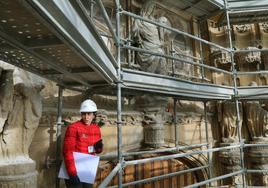 Un andamio a treinta metros de altura para ver de cerca la Catedral de Palencia