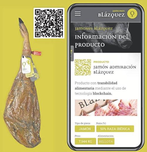 El código QRde Jamones Blázquez, con la tecnología 'Blockchain'.
