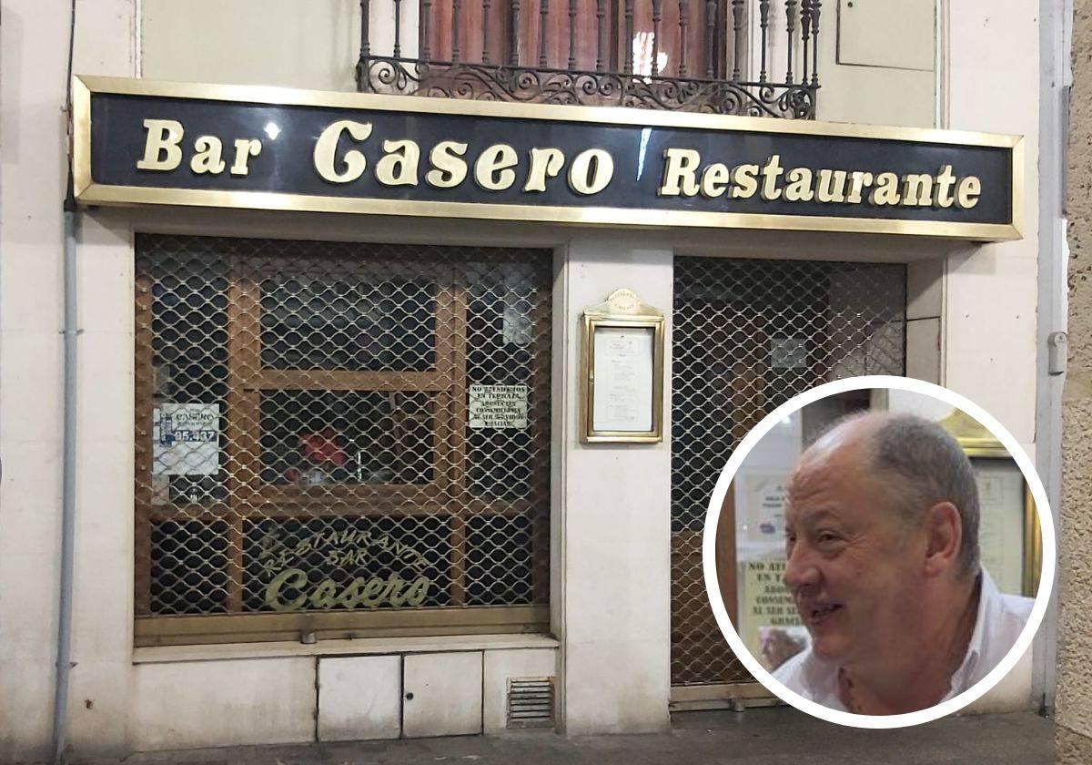 Fachada del Bar Casero y su propietario, Julio Casero Calderón.