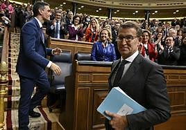 Pedro Sánchez y Feijóo , en el Congreso de los Diputados.