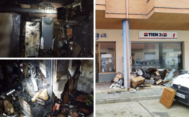 Arde el almacén de una tienda de electrodomésticos en Saldaña