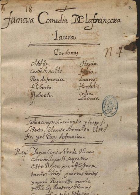 Imagen - Primera página del manuscrito anónimo de 'La francesa Laura'. 