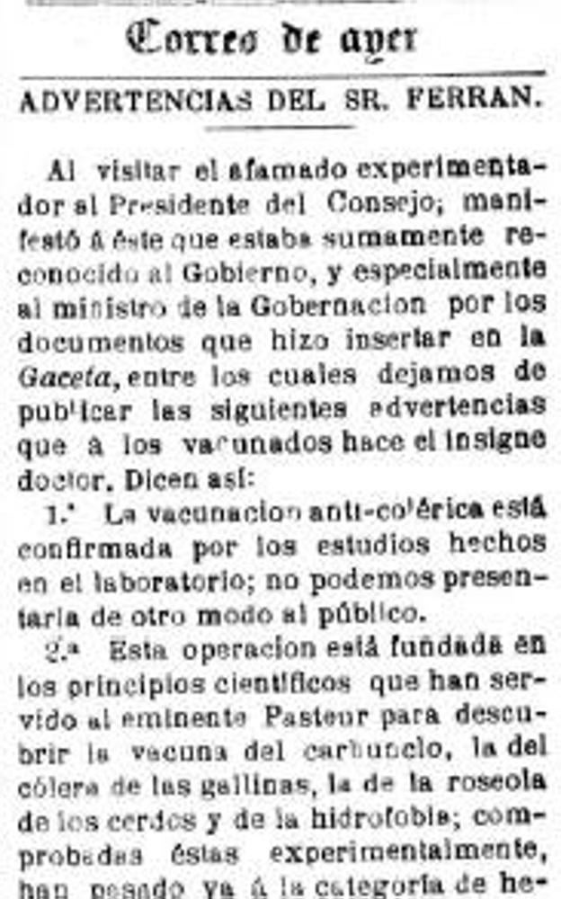 Noticia del 31 de mayo de 1885. 