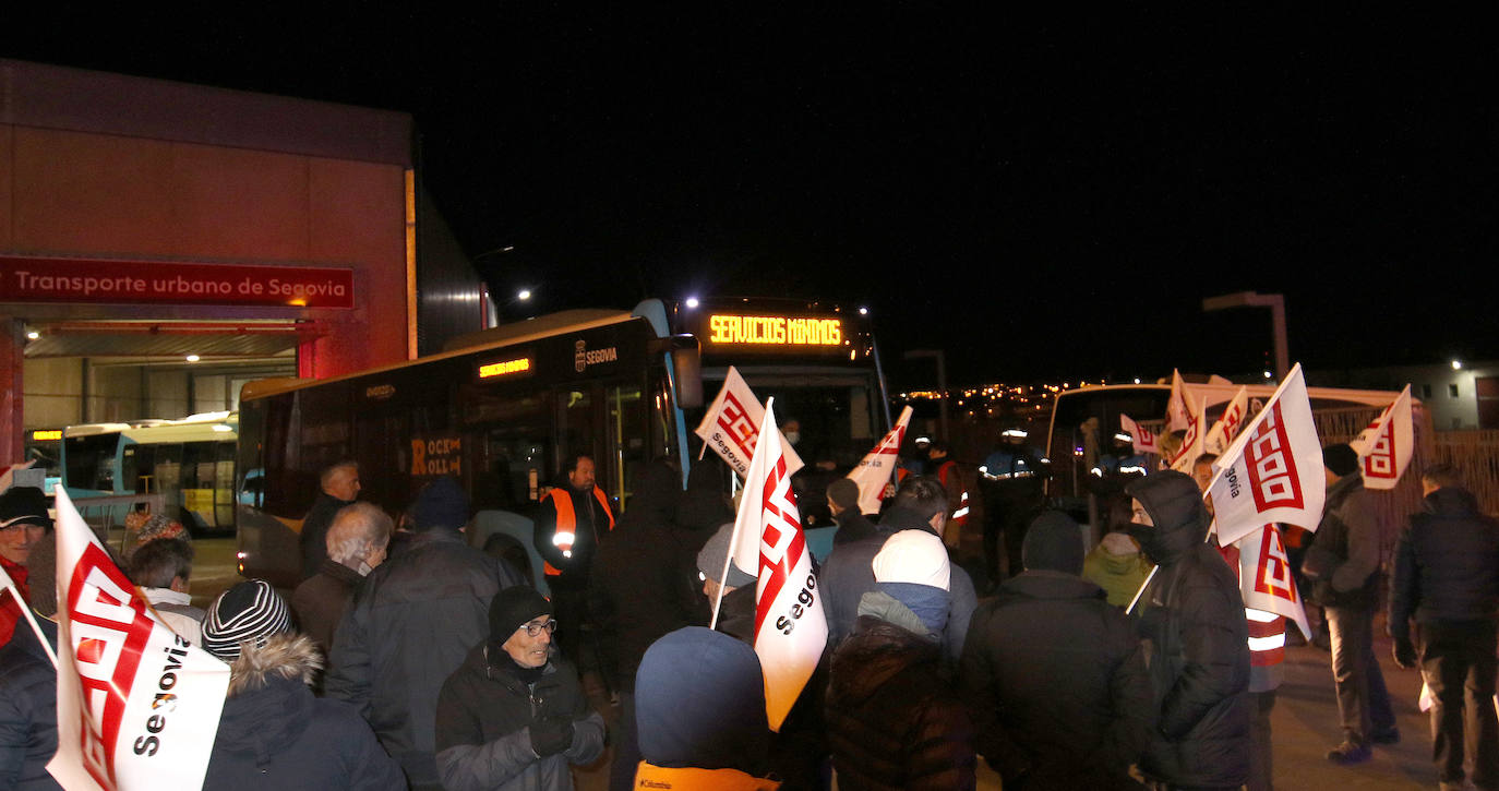 Huelga de los autobuses urbanos en Segovia. 