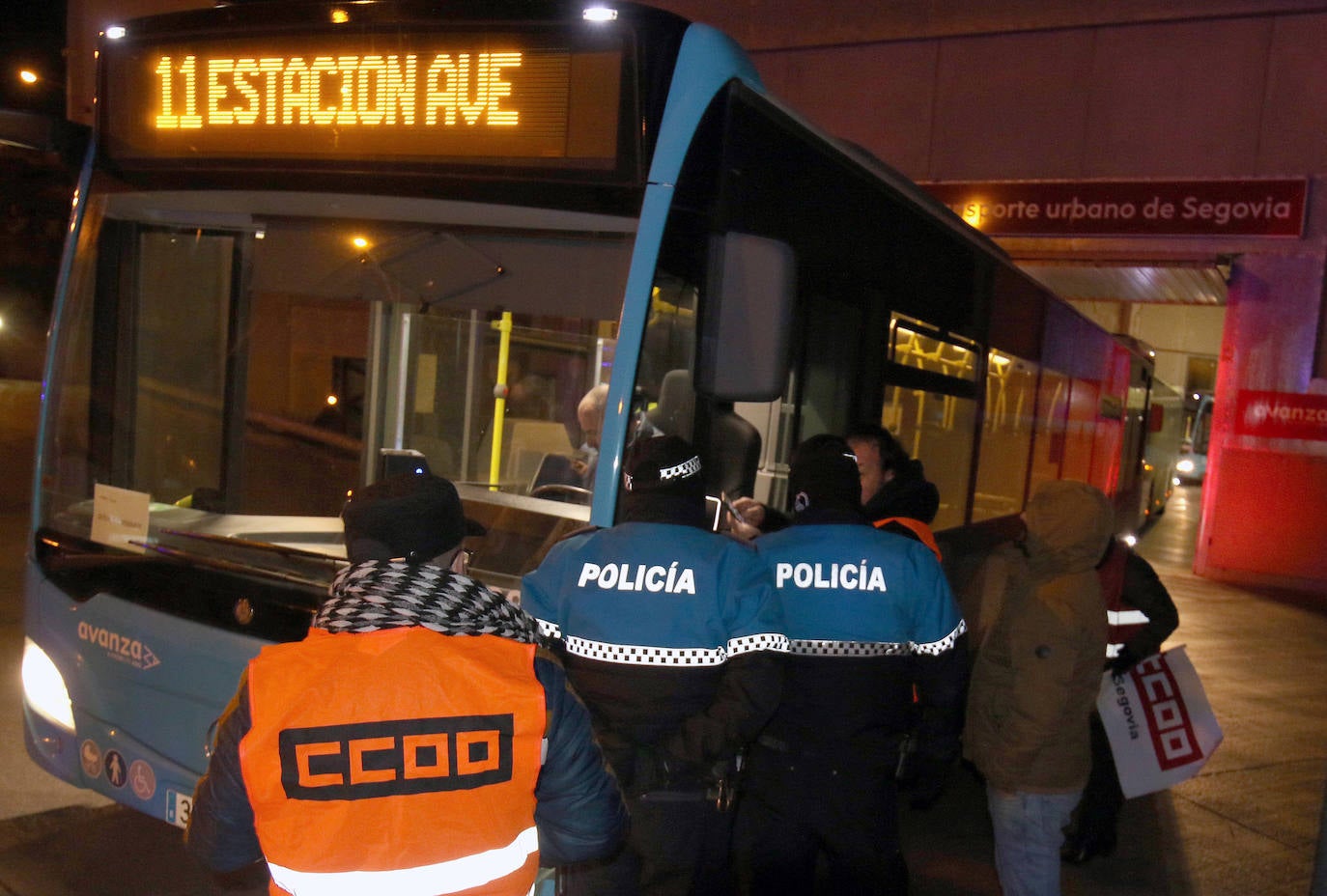 Huelga de los autobuses urbanos en Segovia. 