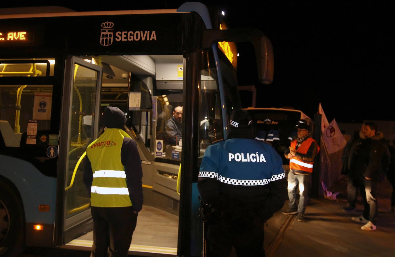 Huelga de los autobuses urbanos en Segovia. 