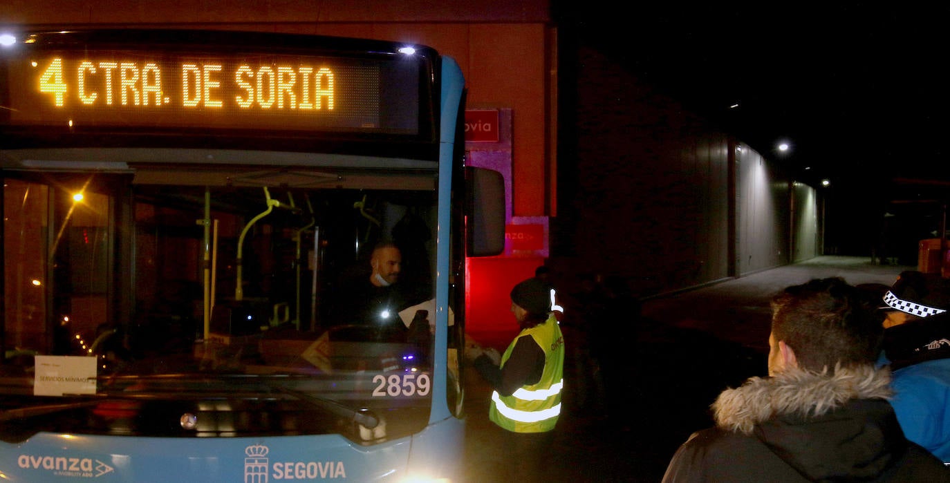 Huelga de los autobuses urbanos en Segovia. 