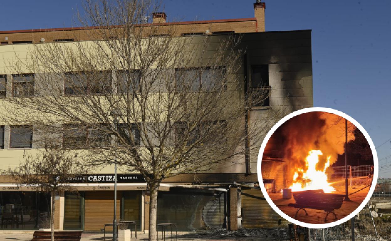 Exterior de la fachada afectada por las llamas del incendio de la terraza. 