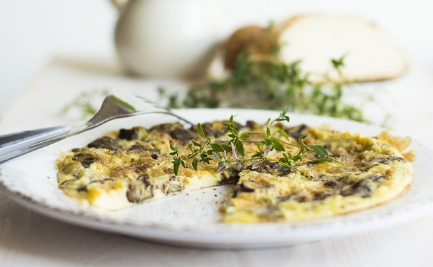 Tortilla de champiñones para desayunar