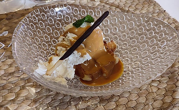 Gofre con helado de nabo y dulce de leche del restaurante La Concordia