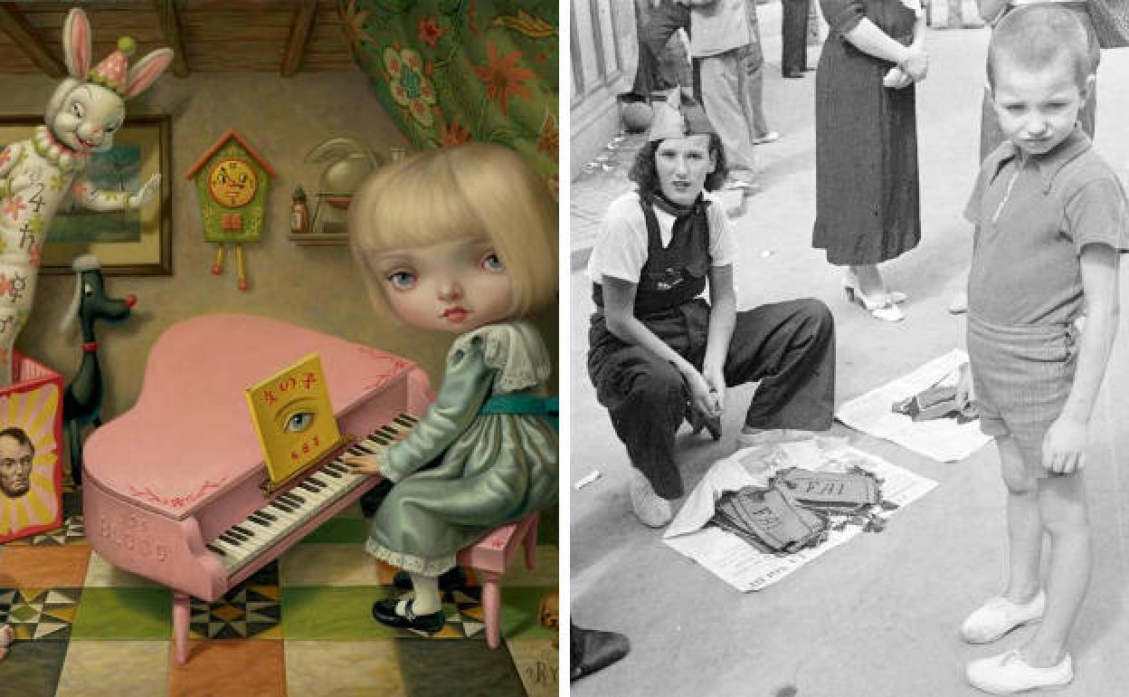 'El éctasis de Cecilia', de Mar Ryden, y 'Miliciana vendiendo gorros de la FAI', de Margaret Michaelis. 