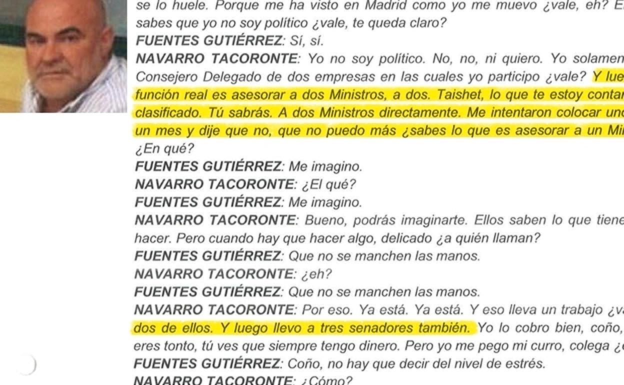 El 'mediador' se jactaba de sus contactos con dos ministros, tres senadores y el presidente canario