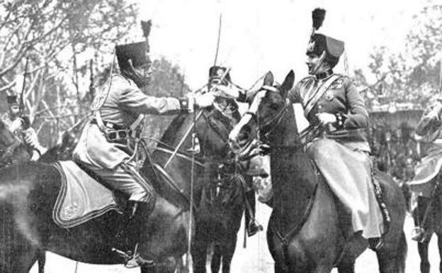La reina Victoria Eugenia, durante los fastos celebrado el 5 de mayo en el Campo Grande. 