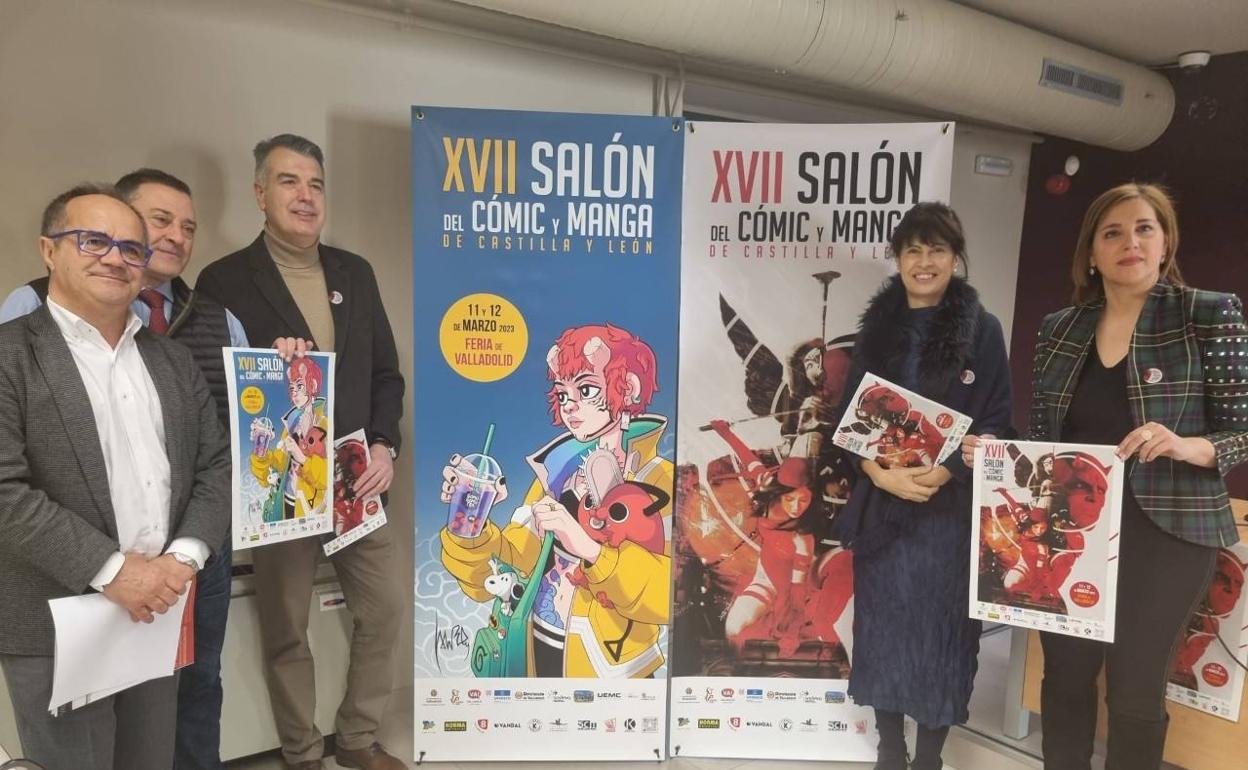 Desde la izquierda, Florencio Carrera, director de La 8, Carlos Ramírez, presidente de ASOFED, Alberto Alonso, directro de la Feria, Ana Redondo, concejala de Cultura e Inmacualda Toeldano, diputada. 