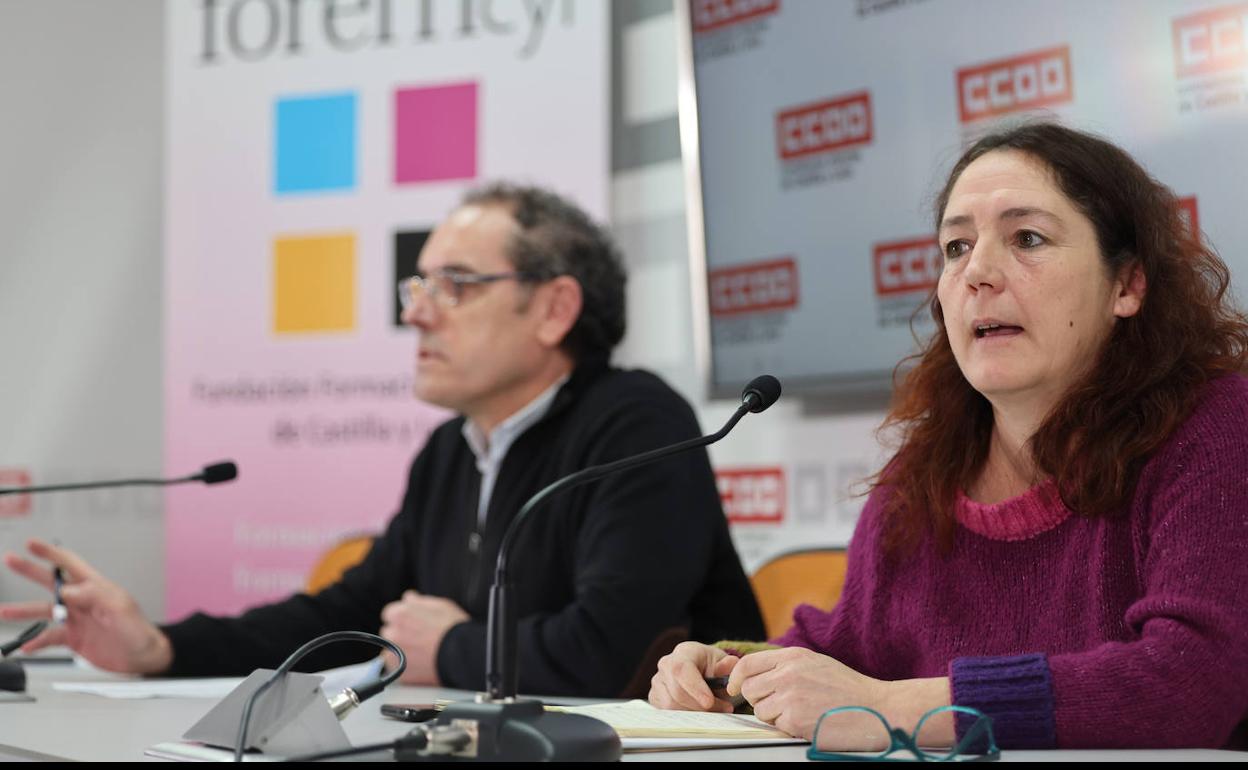 Rueda de prensa de Comisiones Obreras, este viernes por la mañana.