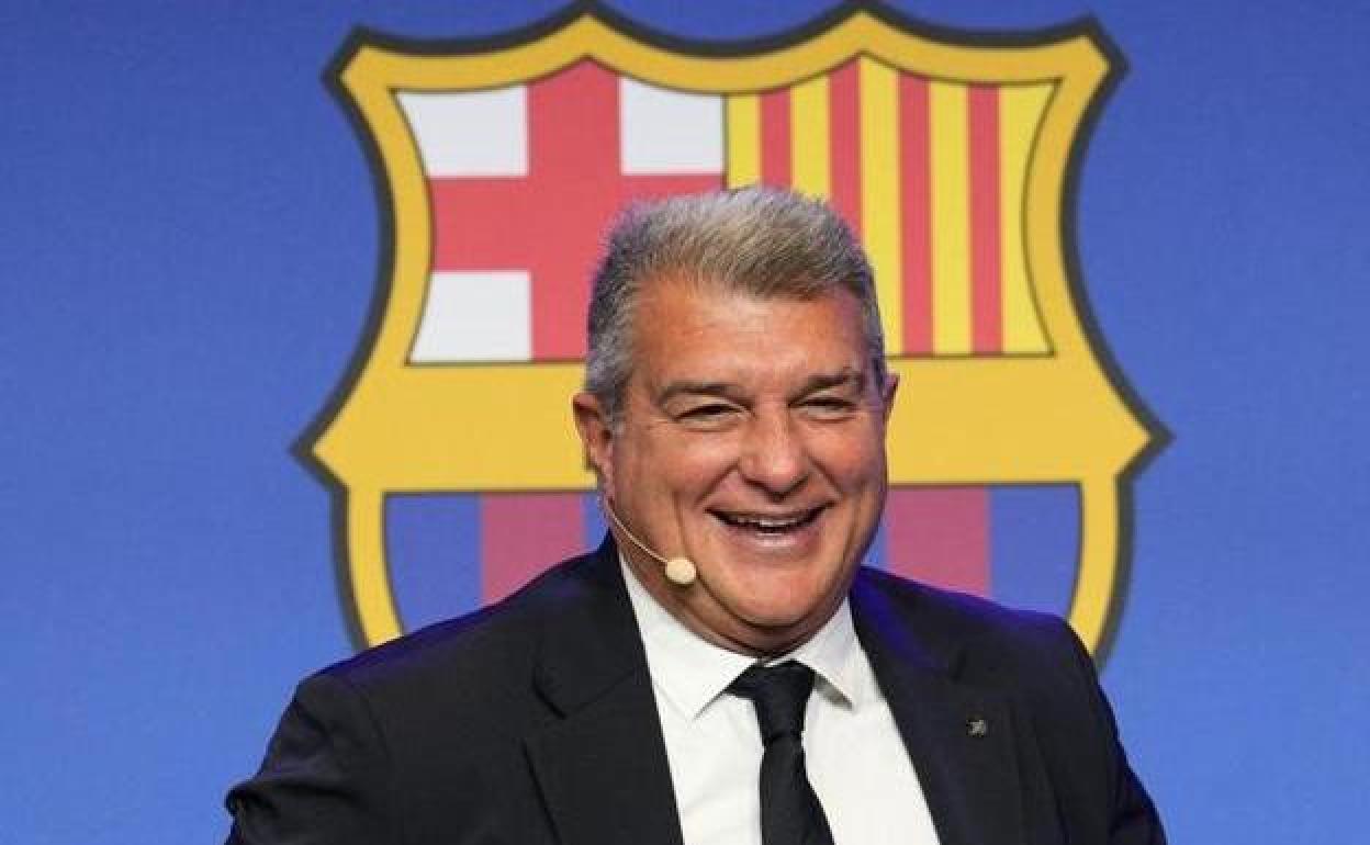 Joan Laporta, durante una rueda de prensa del FC Barcelona.