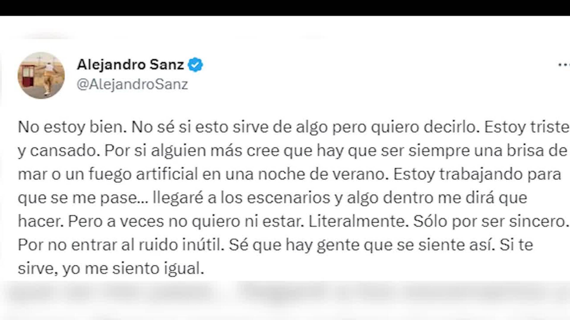 Alejandro Sanz alarma a sus seguidores tras su último mensaje: “No estoy bien”