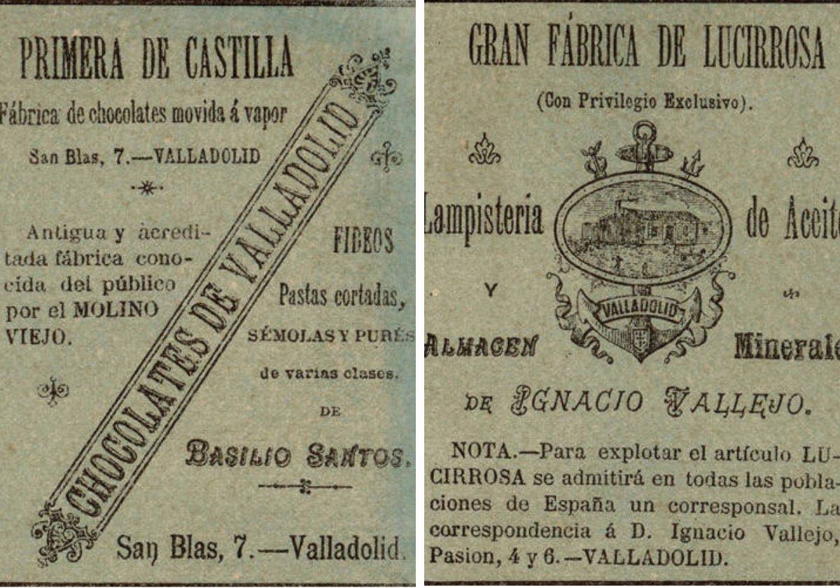 Dos de los negocios anunciados en el plano comercial de 1881.