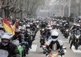 Desfile de banderas en la edición de 2023, al paso por el Paseo de Zorrilla.