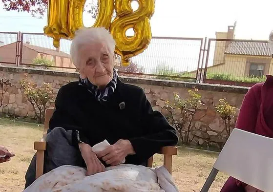 Agustina del Amo, durante la celebración de su 108 cumpleaños.