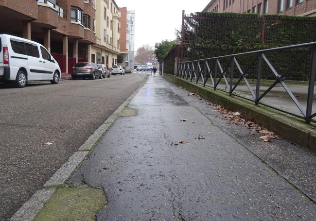 Tramo con aceras de brea al final de la avenida de los Reyes Católicos.