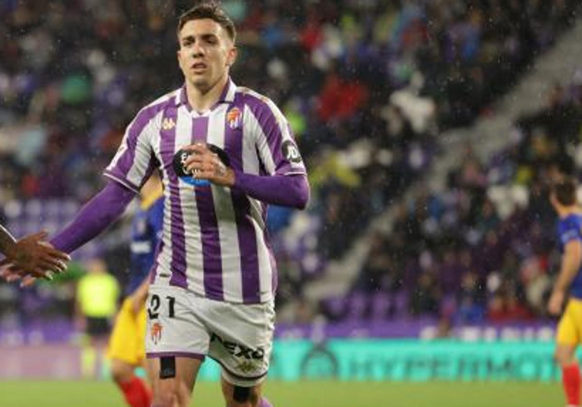 Joni Montiel, durante el partido Real Valladolid-Andorra.