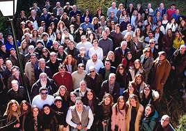 Trabajadores de Gullón, en la fiesta de jubilación de Pablo Gómez, el pasado sábado.