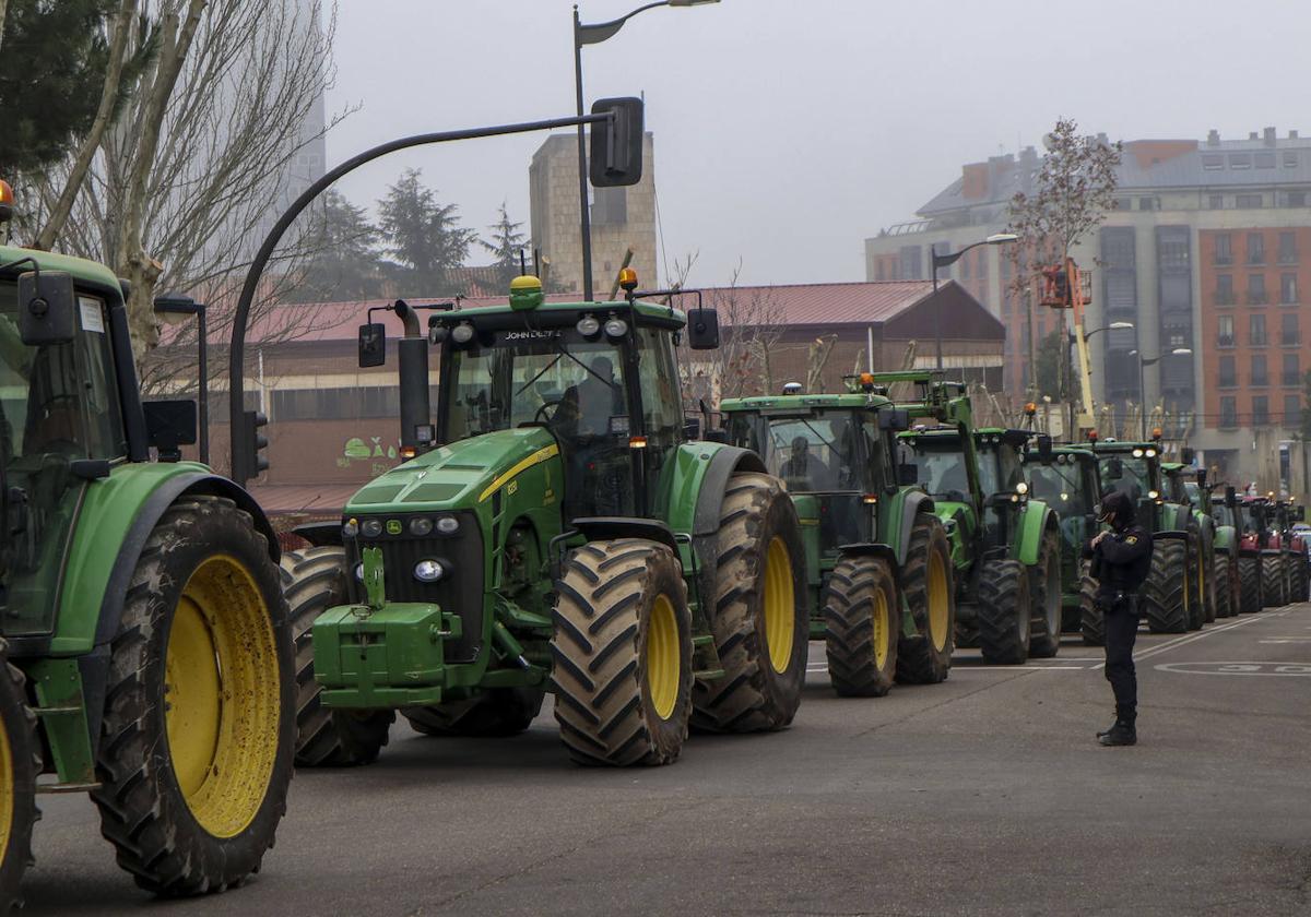 Varios tractores recorriendo este martes, las calles de Zamora.