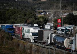 Camiones retenidos en La Junquera el pasado 27 de enero.