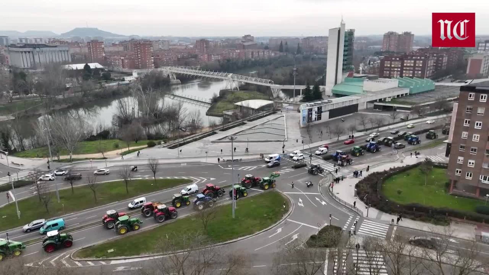 La tractorada de Valladolid, a vista de dron