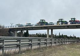 Tractorada de agricultores entre Tudela y Sardón sobre la autovía de Soria A-11.