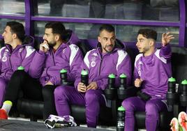 El banquillo del Real Valladolid frente al Albacete el pasado lunes.