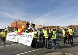 Protesta de agricultores este miércoles en Santa María la Real de Nieva.
