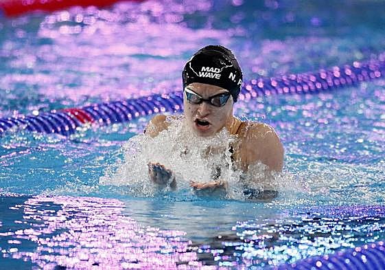 Nayara, en pleno esfuerzo durante su debut en el Mundial de Doha.