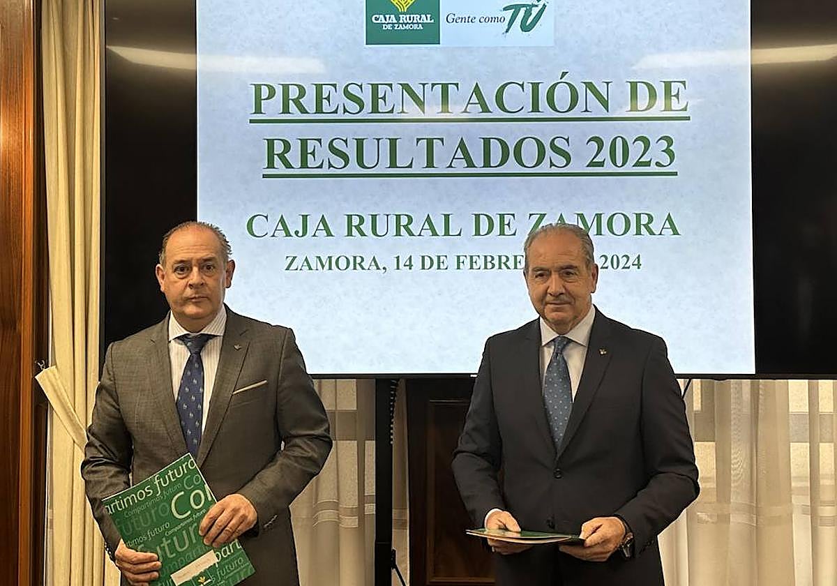 Nicanor Santos y Cipriano García, presidente y director general de Caja Rural de Zamora.