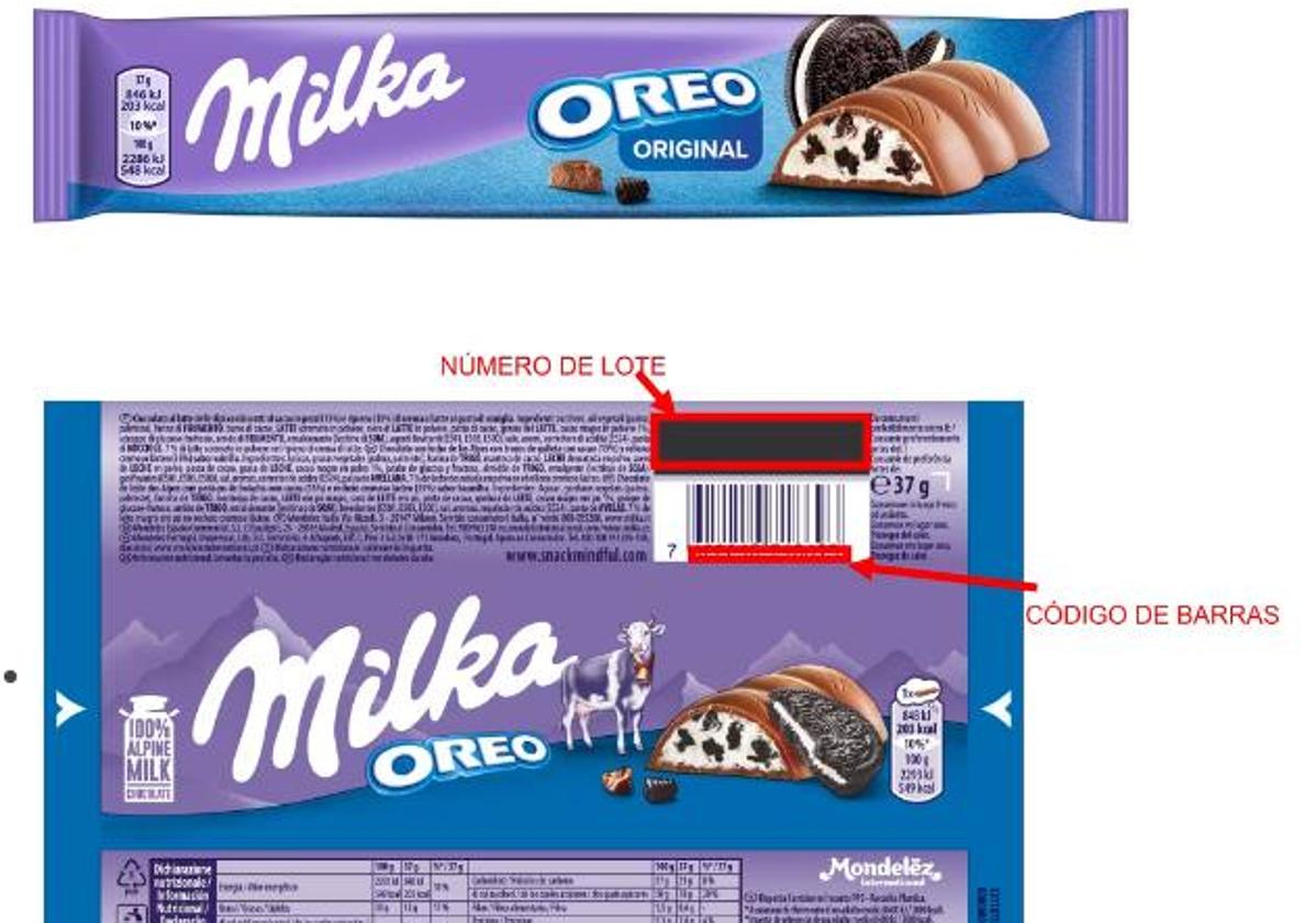 Barritas de chocolate Milka Oreo.