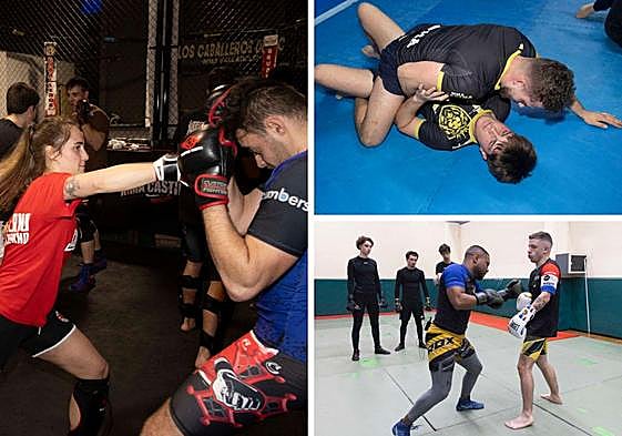 Representantes de los tres clubes de Valladolid, Los Caballeros OC, MMA Medina del Campo y Ambar Team, en sus entrenamientos.