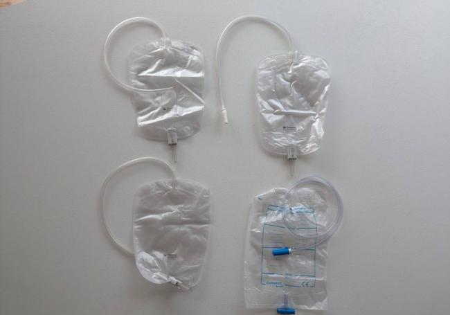 Bolsas de orina para personas con lesión medular.