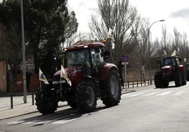 Luis Antonio Arranz entra en Peñafiel a bordo de su tractor.