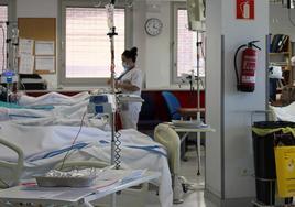 Una enfermera atiende a pacientes en el servicio de diálisis del Hospital General de Segovia.