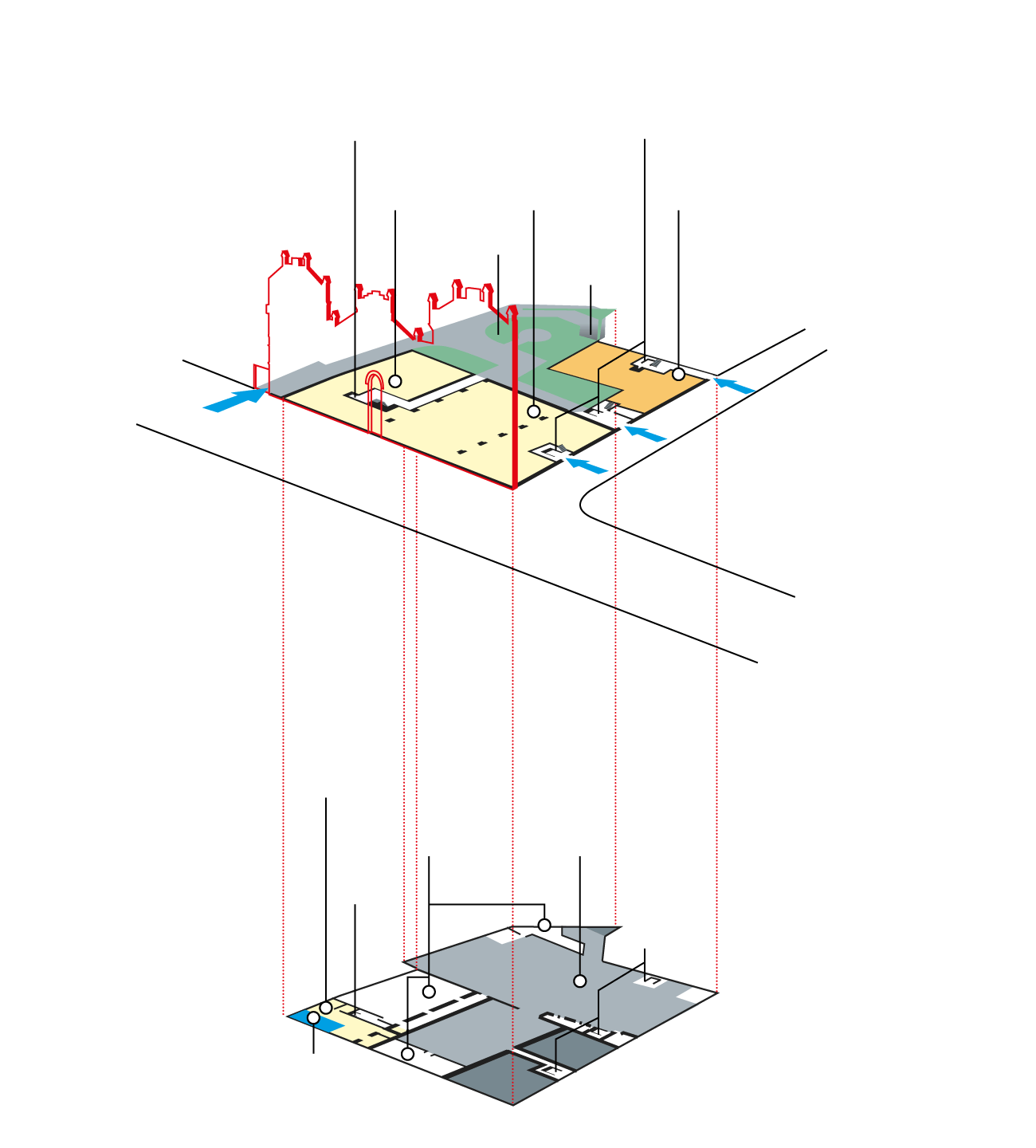 El gráfico muestra la distribución de las zonas comunes en el proyecto de Isable la Católica