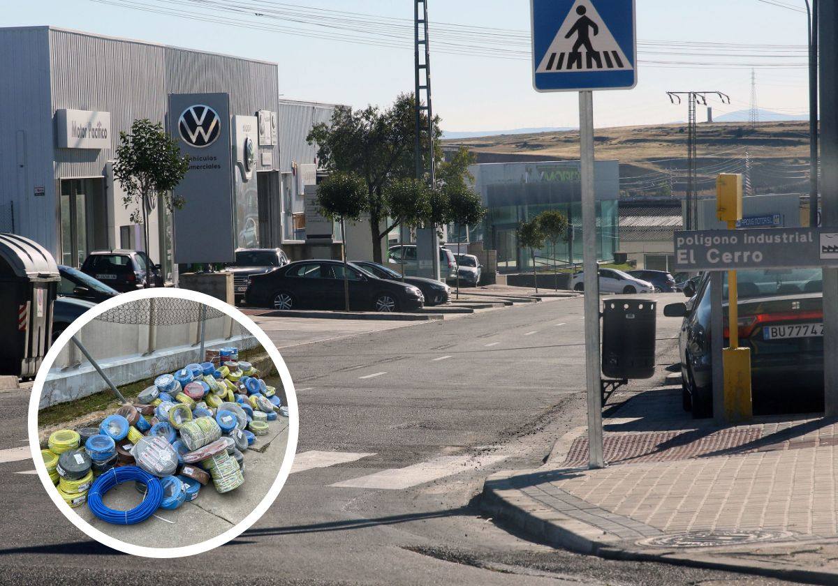 Acceso al polígono del Cerro y material que pretendían robar de una nave del polígono de Hontoria