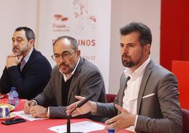 El secretario autonómico del PSOE, Luis Tudanca, en primer plano, este martes en Soria.
