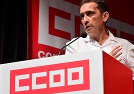 León Vicente Andrés durante durante el aniversario de CCOO