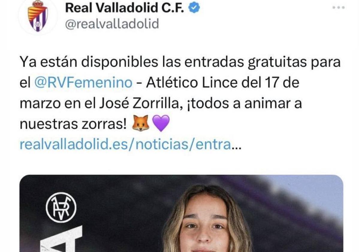 Un 'fake' llama «zorras» a las jugadoras del Real Valladolid Femenino