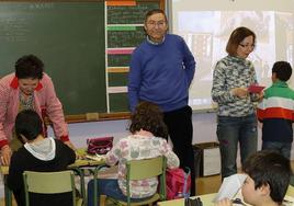 Clase del colegio Blas Sierra, de Palencia, en un curso pasado, con el programa de profesores honoríficos.